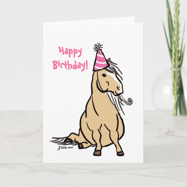 Party Pony Girls Birthday Card (Front)