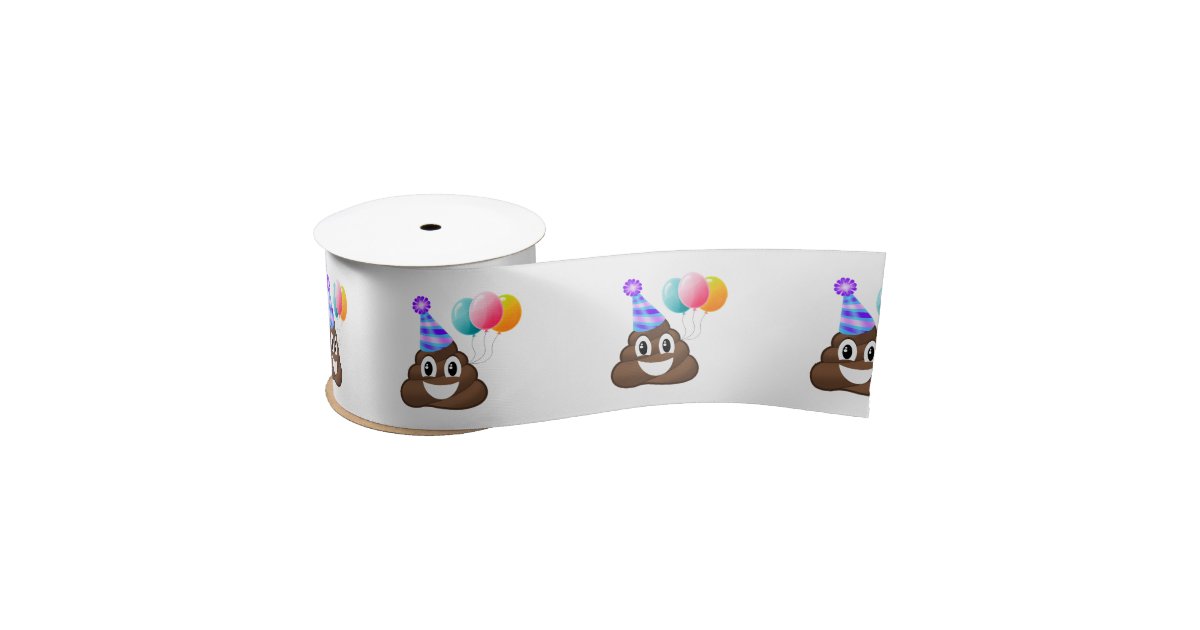 Party Poop Emoji Birthday Ribbon | Zazzle