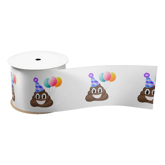Party Poop Emoji Birthday Ribbon (Spool)