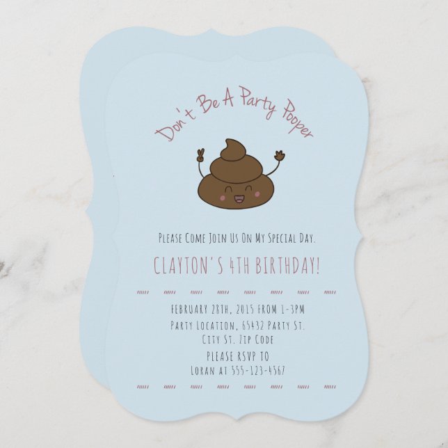 Party Pooper Birthday Invitations (Front/Back)