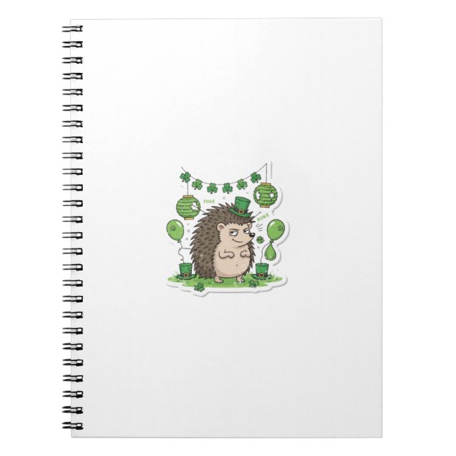 Party Pooper Hedgehog St.Patrick's Day Notebook (Front)