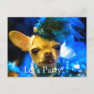 PARTY POSTCARD - LETS PARTY CHIHUAHUA
