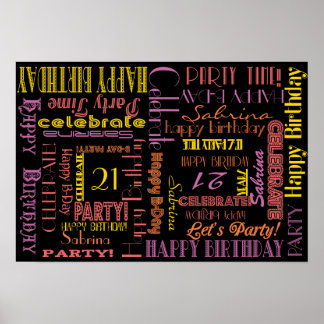 Party Poster! Birthday Celebration!  NAME and AGE Poster