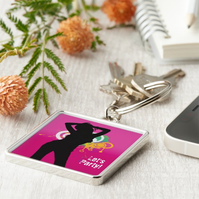 Party#-Premium Square Keychain (Side)