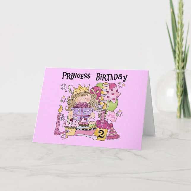 Party Princess 2nd Birthday Tshirts and Gifts Card (Front)