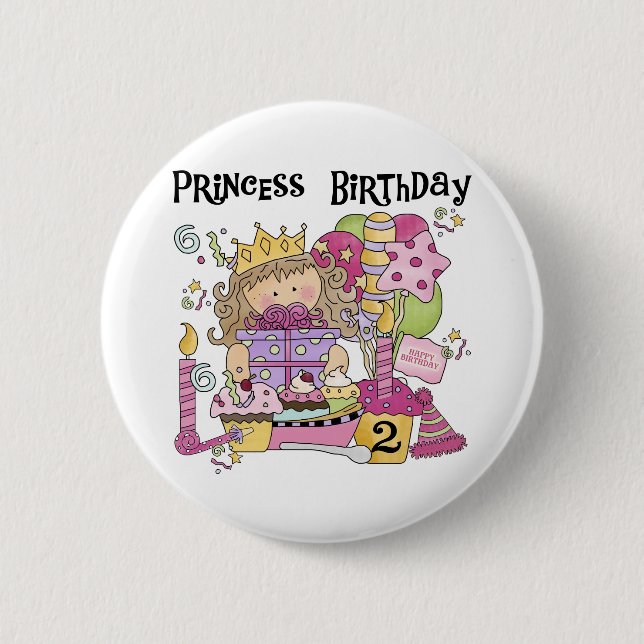 Party Princess 2nd Birthday Tshirts and Gifts Pinback Button (Front)