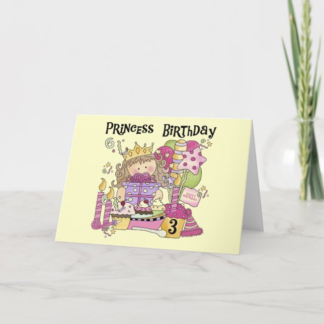 Party Princess 3rd Birthday Tshirts and Gifts Card (Front)