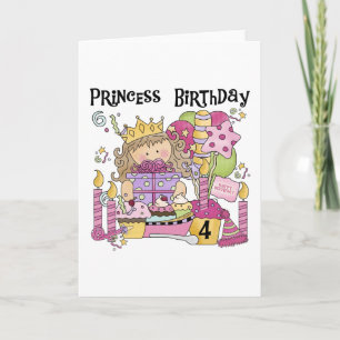 Party Princess 4th Birthday Tshirts and gifts Card