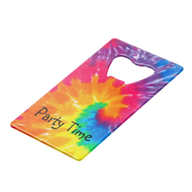 Party Psychedelic Tie Dye Design  Credit Card Bottle Opener (Front Angled)