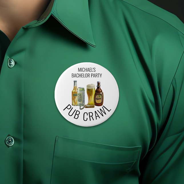 Party Pub Crawl Beer Bachelor Birthday  Button (Creator Uploaded)