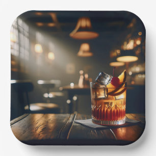 Party Pub With Old Fashioned Drink Paper Plates