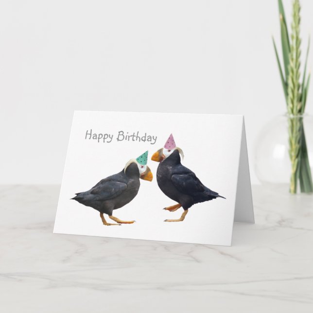 Party Puffins Birthday Card (Front)