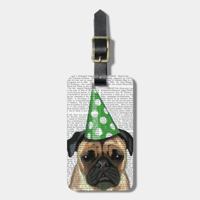 Party Pug 2 Luggage Tag (Front Vertical)