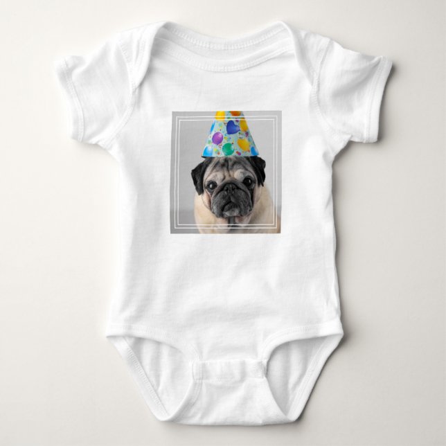 Party Pug Baby Bodysuit (Front)