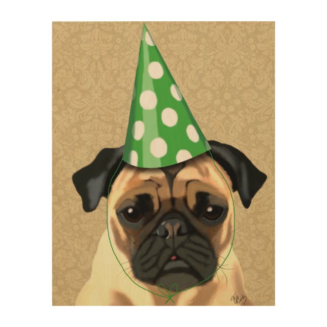Party Pug Wood Wall Decor (Front)