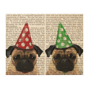 Party Pugs Pair Wood Wall Decor