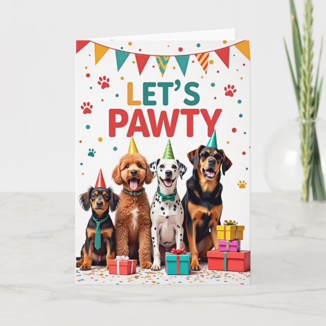 Party Pups Birthday Card (Front)