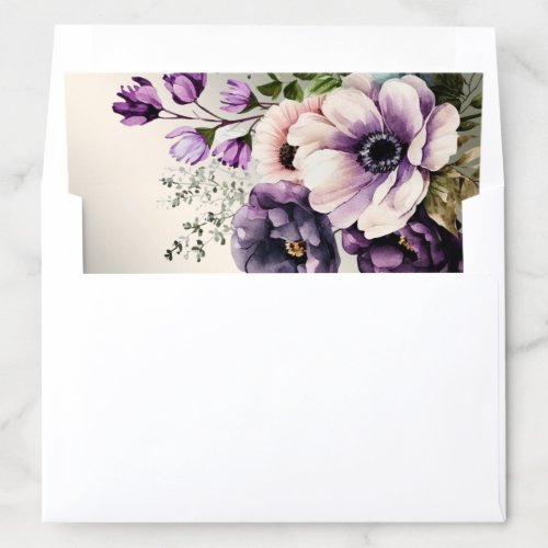 Party Purple Pink Flowers Golden Elegant Modern Envelope Liner