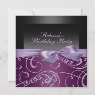 Party Purple Swirls Birthday Invitation
