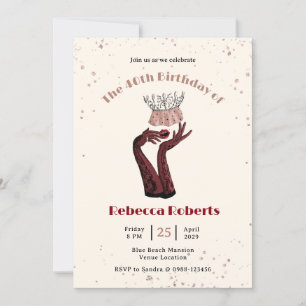 Party Queen Woman Lady Fashionista Birthday Invitation
