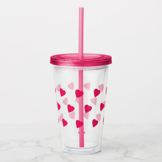 Party Red Hearts Valentine Pattern Acrylic Tumbler