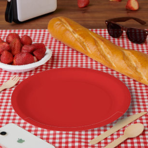 Party red solid paper plates