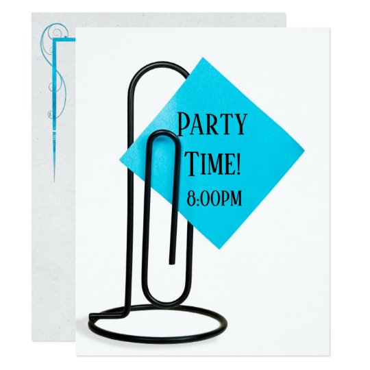 party reminder on black clip invitation