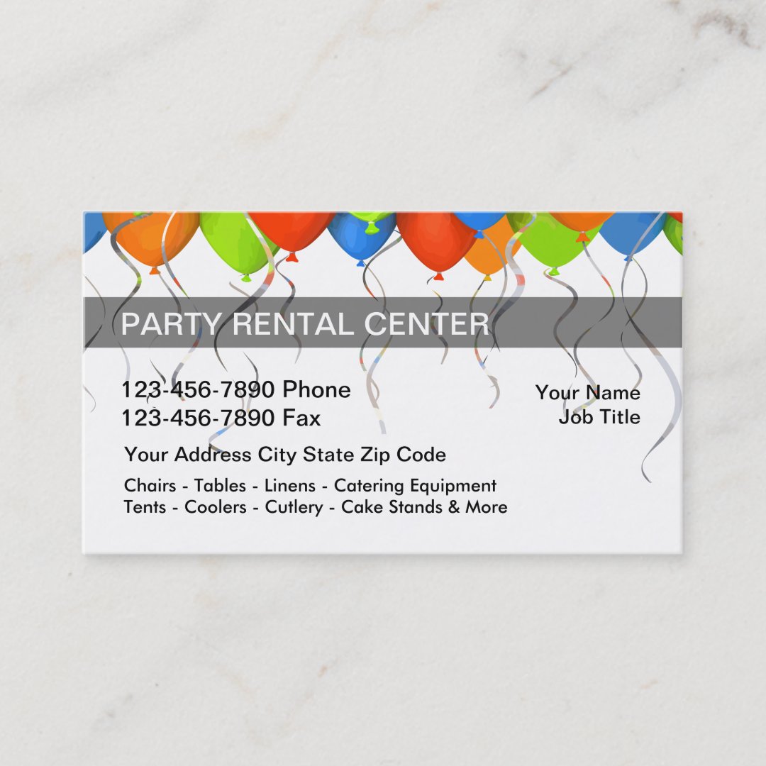Party Rental Business Cards | Zazzle