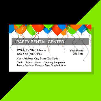 Party Rental Business Cards by Luckyturtle at Zazzle