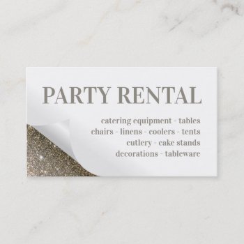 Party Rental Supplies Decor Folded Glitter Corner Business Card by Jolanta_Prunskaite at Zazzle