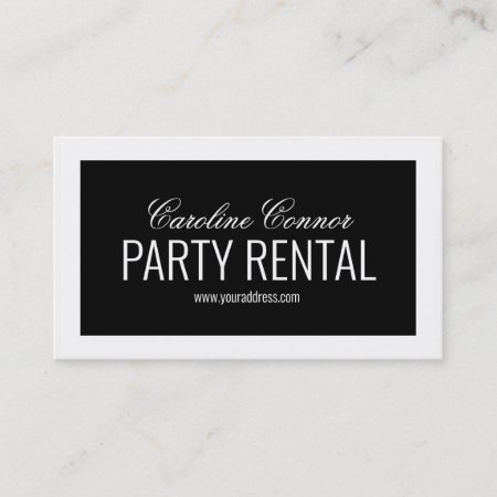 Party Rental Tableware Decor Black White Bordered Business Card