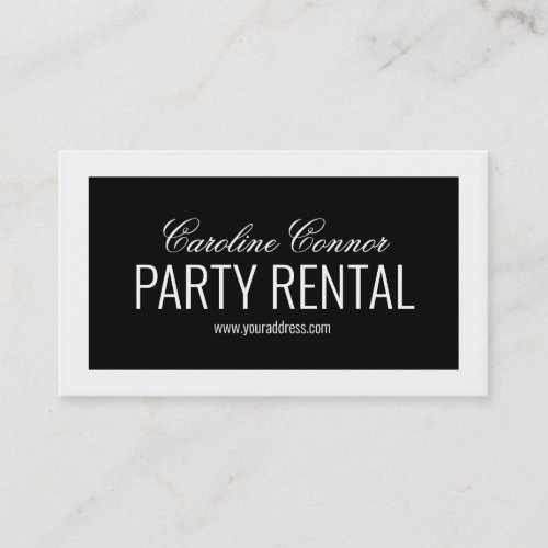 Party Rental Tableware Decor Black White Bordered Business Card