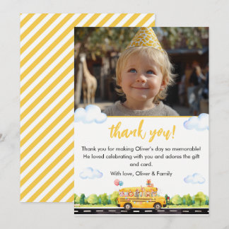 Party School Bus Birthday Thank You Card