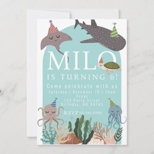 Party Sea Animals Birthday Invitation