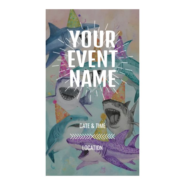 Party Sharks Ocean Birthday Celebration Digital Templates (Front)