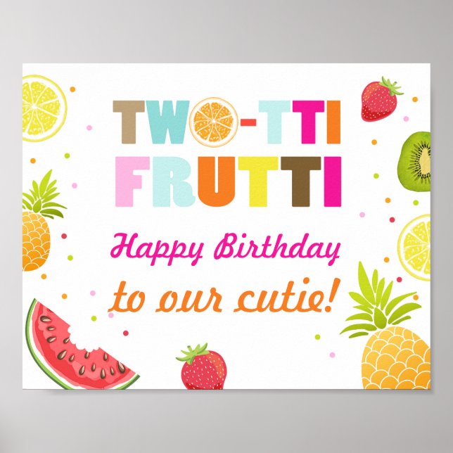 Party sign happy birthday Two-tti frutti Fruity (Front)