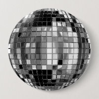 Party Silver Disco Ball Huge Button