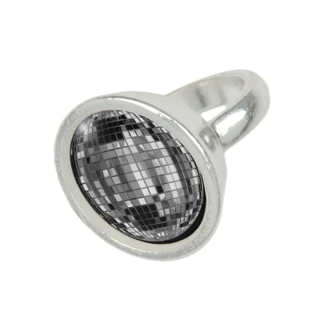 Party Silver Disco Ball Ring (Top)