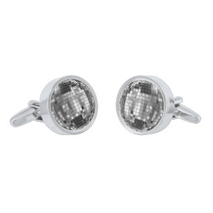 Party Silver Disco Balls Cufflinks
