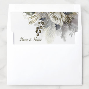Party Silver Golden White Roses Flowers Elegant Envelope Liner