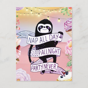 Party Sloth Postcard