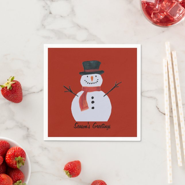 Party Snowman With Top Hat Napkins (Insitu)
