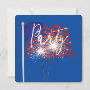 Party Sparklers on American Flag Invitation
