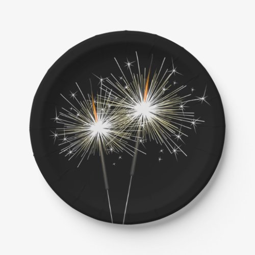 Party Sparklers on Black Paper Plate