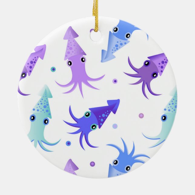 Party Squid Pattern Ceramic Ornament (Back)