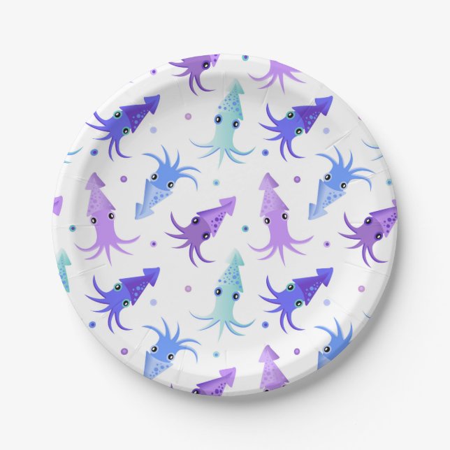 Party Squid Pattern Paper Plates (Front)