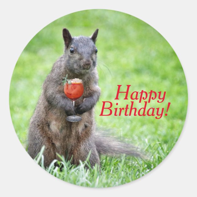 Party Squirrel Birthday Stickers (Front)