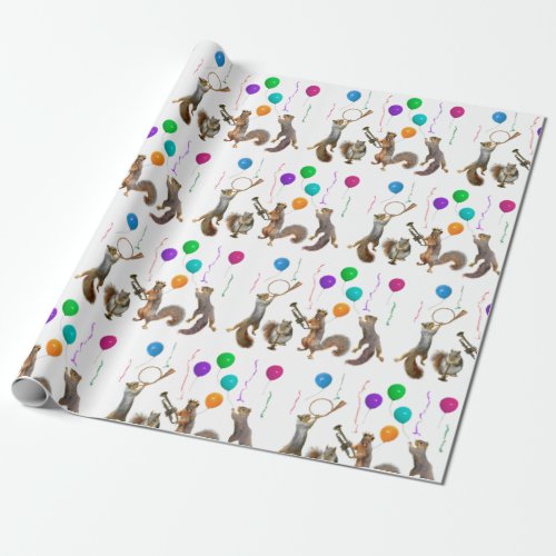 Party Squirrels Wrapping Paper