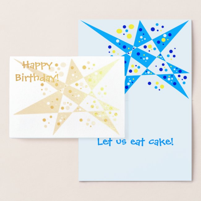 Party Star and Dots Abstract Happy Birthday Gold