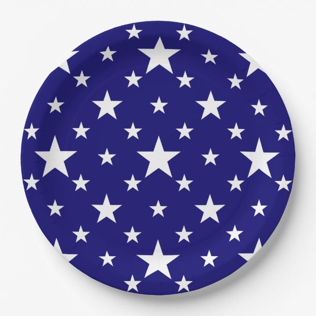 Party Stars on Blue Paper Plates (Front)